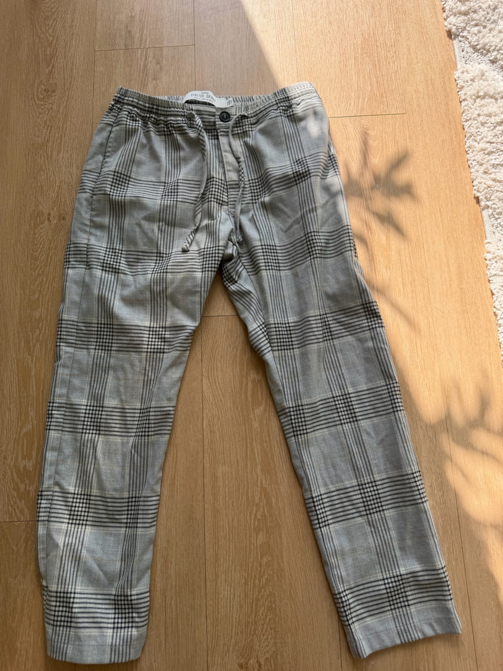 Topman Gray Plaid Drawstring Dress Pants